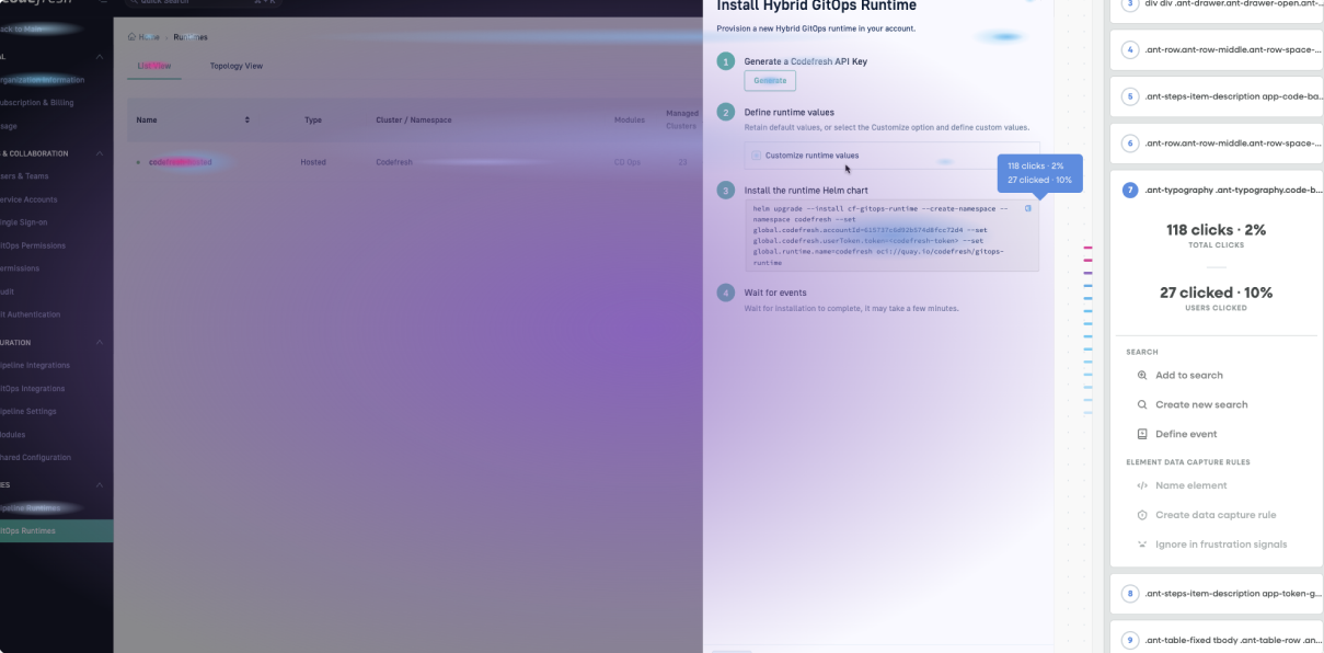 Click analytics on installation steps